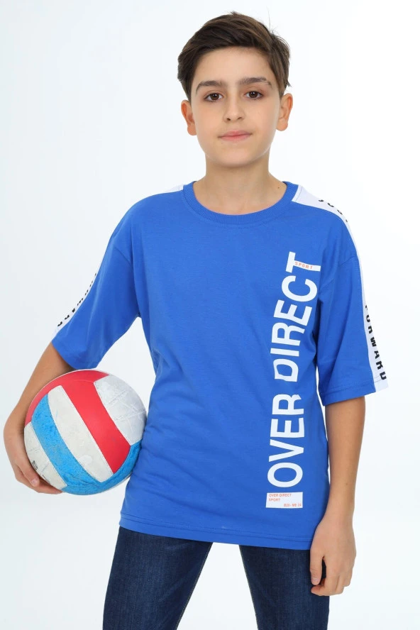 Erkek Çocuk Kol Şerit Garnili T-Shirt 9-14 Yaş Lx7063 - 7