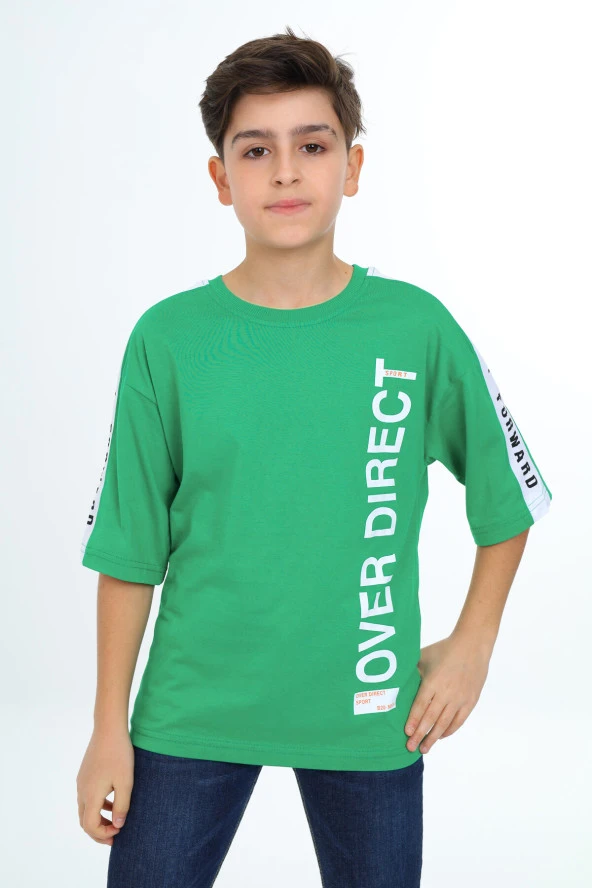Erkek Çocuk Kol Şerit Garnili T-Shirt 9-14 Yaş Lx7063 - 8