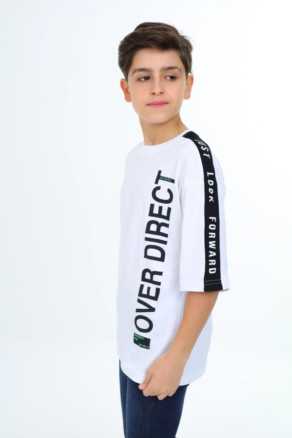 Erkek Çocuk Kol Şerit Garnili T-Shirt 9-14 Yaş Lx7063 - 9