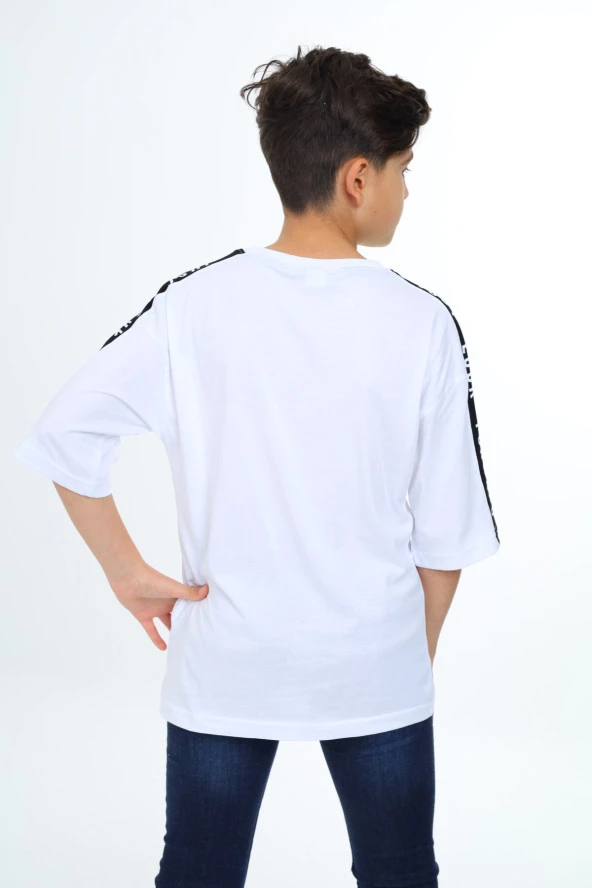 Erkek Çocuk Kol Şerit Garnili T-Shirt 9-14 Yaş Lx7063 - 12