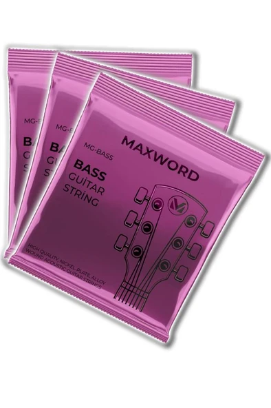 Maxword GT-Bass-3X Kaliteli Bas Gitar Teli 3 Takım Set ürün görseli