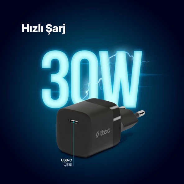 ttec SmartCharger 30W PD USB-C Seyahat Hızlı Şarj Aleti - 9