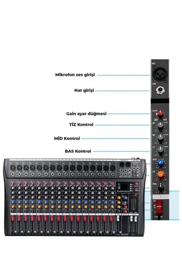 Midex Deck Mikser 16 Kanal Ses Mikseri (DM-16) - 4