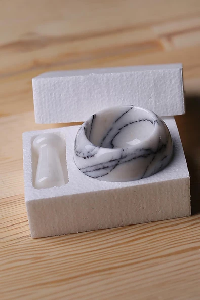 Mermer Havan Seti Küçük Boy Doğaltaş Mermer Havan Seti 8 x 8 Cm - 9