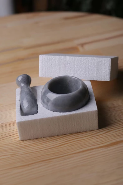 Mermer Havan Seti Küçük Boy Doğaltaş Mermer Havan Seti 8 x 8 Cm - 6