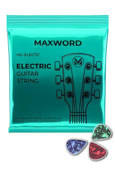 Maxword GT-Electric Kaliteli elektro Gitar Teli 1 Takım Set (Pena Hediye) ürün görseli 1