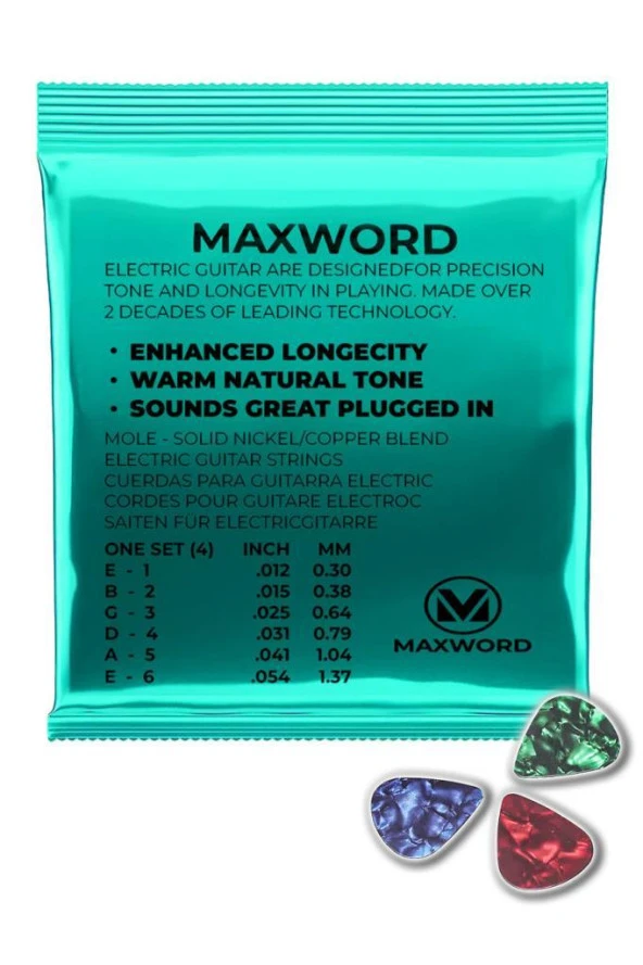 Maxword GT-Electric Kaliteli elektro Gitar Teli 1 Takım Set (Pena Hediye) - 2