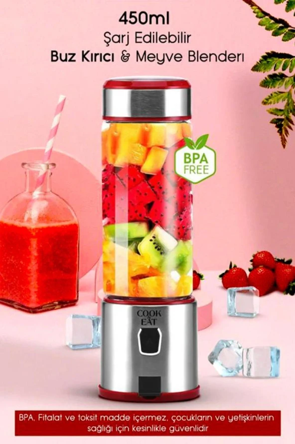 Cook&Eat Şarjlı Portatif Taşınabilir Buz Kırıcı Karıştırıcı El Blenderi S-POW - 5