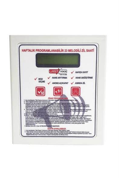 Lastvoice ZS-10 Programlanabilir Okul Zil Saati 23 Melodi (Haftalık Programlı) ürün görseli