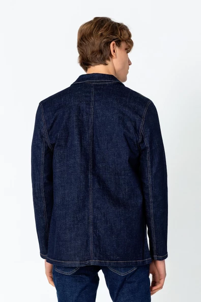 CEKMON Erkek Regular Fit Denim Dokuma Sade Rahat Yağlı Kot Ceket - 10