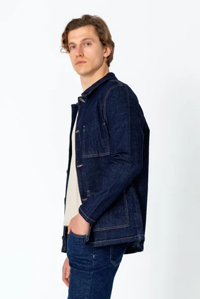 CEKMON Erkek Regular Fit Denim Dokuma Sade Rahat Yağlı Kot Ceket - 9