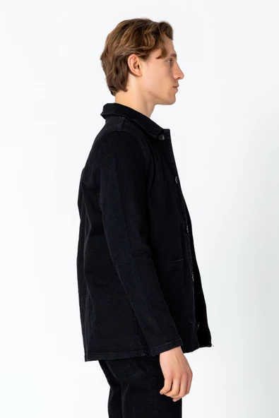 CEKMON Erkek Regular Fit Denim Dokuma Sade Rahat Yağlı Kot Ceket - 6