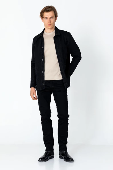 CEKMON Erkek Regular Fit Denim Dokuma Sade Rahat Yağlı Kot Ceket - 2