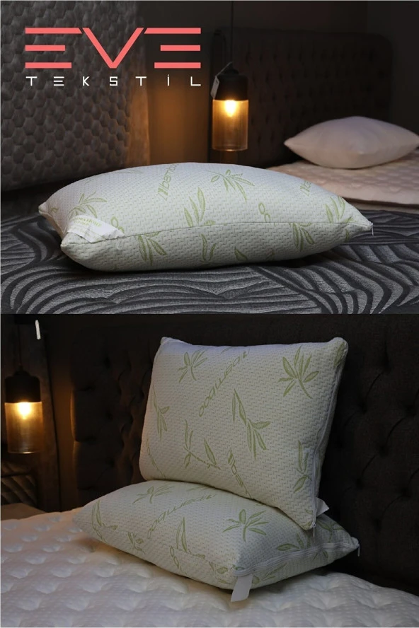 Eve Tekstil Eve 6 Adet Bamboo Kılıflı Silikon Elyaf Yastık 50cm X 70 Cm 800 Gr - Resim 2
