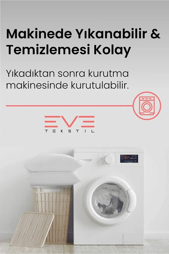 Eve Tekstil 4 Adet Pollycotton Kılıflı Silikon Yastık 50 X 70 Cm 900 gr - Resim 4