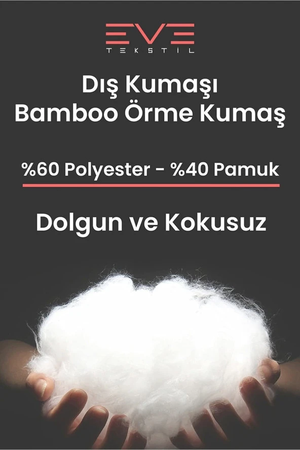 Eve Tekstil Eve 10 Adet Bamboo Kılıflı Silikon Elyaf Yastık 50cm X 70 Cm 800 Gr - Resim 6