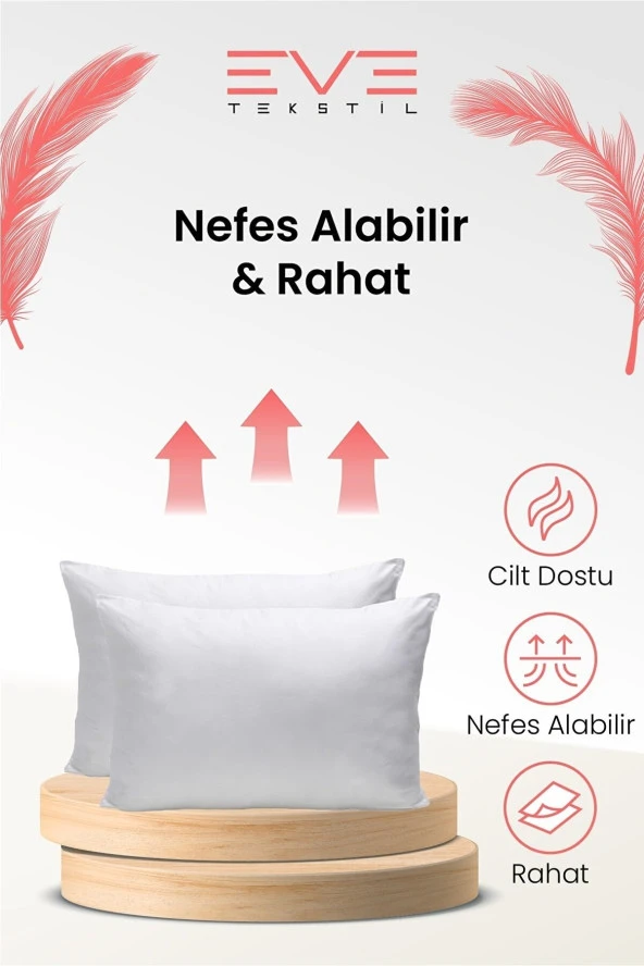 Eve Tekstil 4 Adet Pollycotton Kılıflı Silikon Yastık 50 X 70 Cm 900 gr - Resim 5