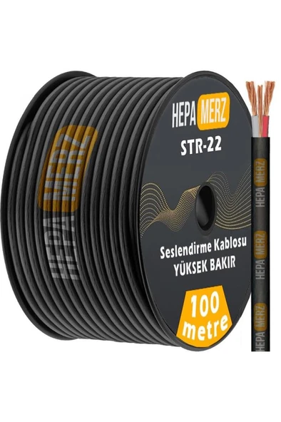 Hepa Merz Str-22-100M Stereo Mikrofon Kablosu 2x0.22 mm Ses Kablosu 100 Mt. (%100 Bakır) ürün görseli 1