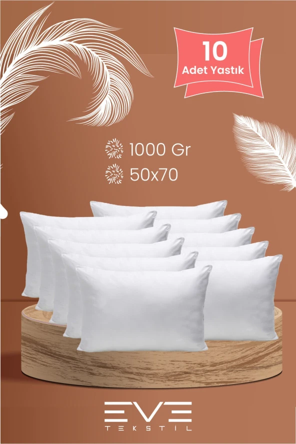 Eve Tekstil 10 Adet Rollpack Yastık Mikrosilikon 1000 Gr