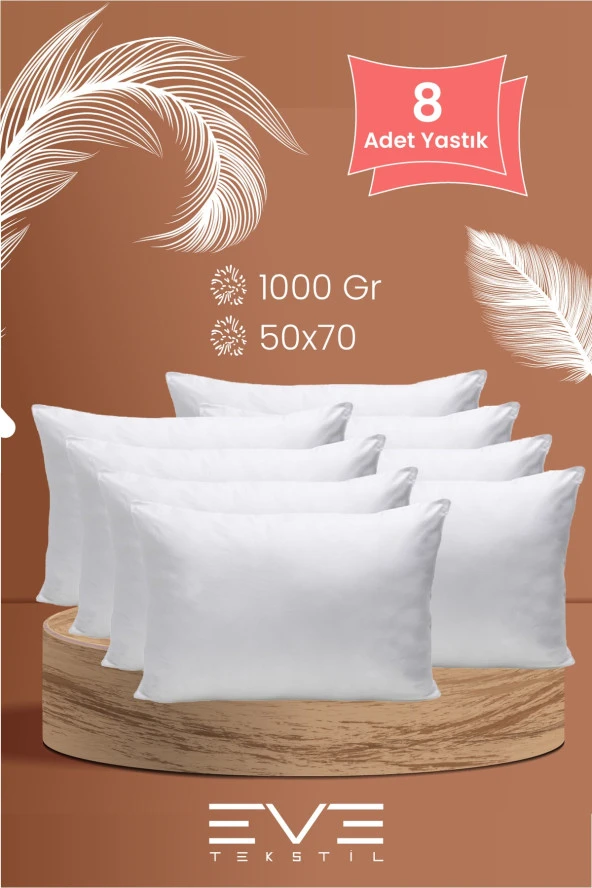 Eve Tekstil 8 Adet Rollpack Yastık Mikrosilikon 1000 Gr