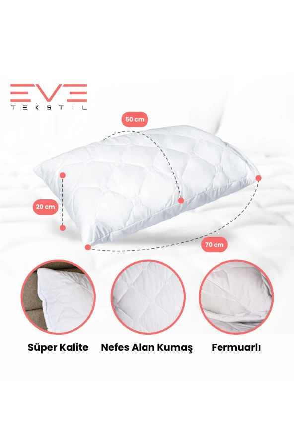 Eve Tekstil 4 Adet Diamond Plus Kapitone Yastık 50x70 Cm 800 gr - Resim 2