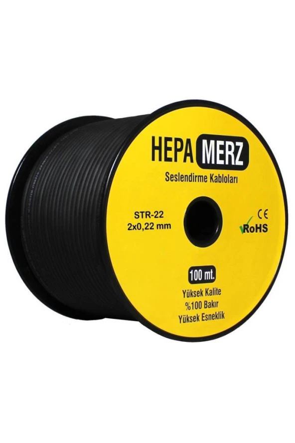 Hepa Merz Str-22 Stereo Mikrofon Kablosu 2x0.22 mm Ses Kablosu 100 Mt. (100 Bakır)