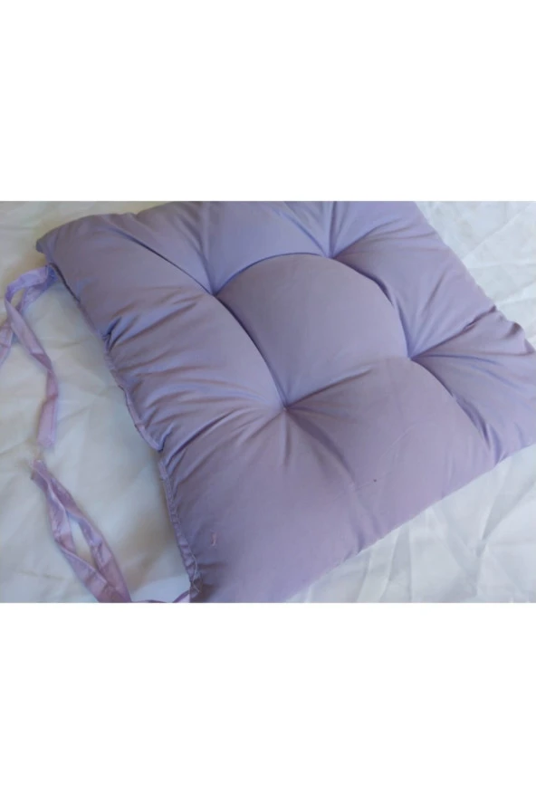 Lila Silikonlu Dekoratif Bağlanabilir Pofuduk Sandalye Minderi - 2