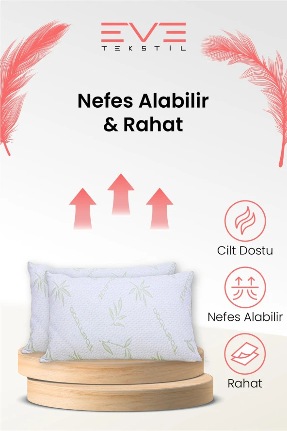 Eve Tekstil Eve 2 Adet Bamboo Kılıflı Silikon Elyaf Yastık 50cm X 70 Cm 800 gr - Resim 4