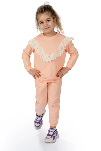 Fistolu Bisiklet Yaka İkiiplik Kız Eşofman Takım MNK0573 - 2