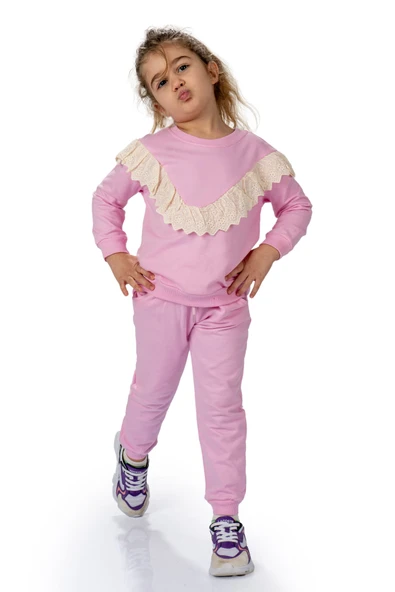 Fistolu Bisiklet Yaka İkiiplik Kız Eşofman Takım MNK0573 - 6