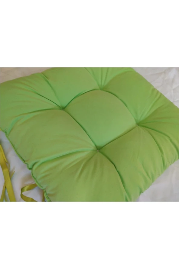 Yeşil Dekoratif Bağlanabilir Pofuduk Sandalye Minderi, 40x40cm - 2