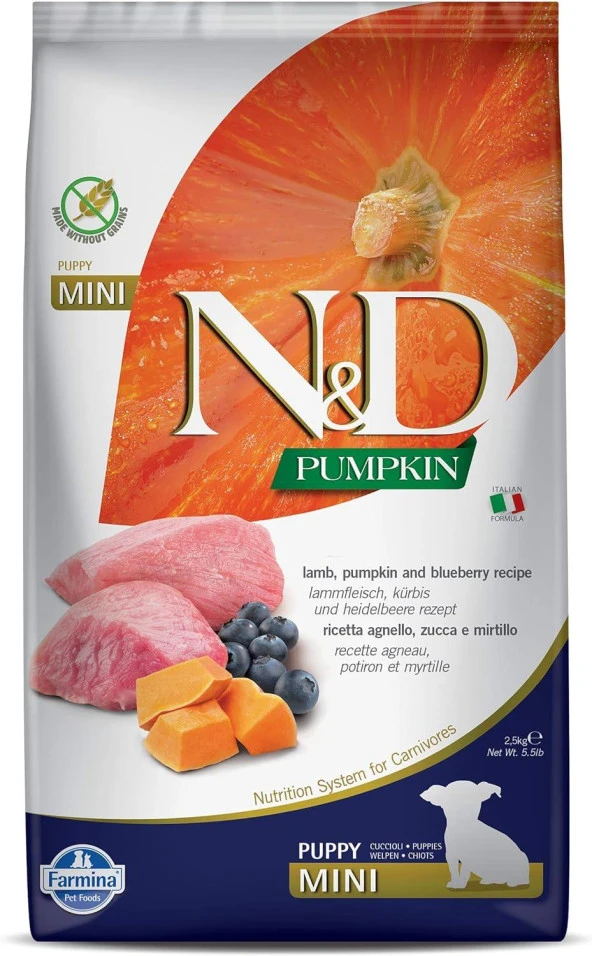 N&D DOG PUMPKIN TAHILSIZ KÖPEK KUZU & YABANMERSİNİ PUPPY MINI 2.5KG