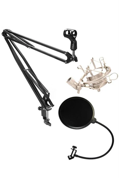 Stüdyo Pop Filtre + Shock Mount + Mikrofon Standı (NB40) ürün görseli 1