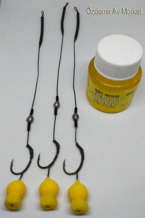 Yüzen Sarı Eva Rig Takımı Süt Mısır Atraktörlü 3 Lü Set - 4