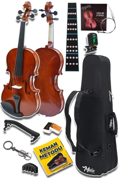 Midex CVL-744-PAK Profesyonel 4/4 Full Keman Seti (Yastık Tuner Tel Susturucu Reçine Çanta Yay) - Resim 4