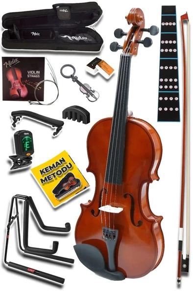 Midex CVL-744-STYS Profesyonel 4/4 Full Keman Seti (Yastık Stand Tuner Susturucu Reçine Çanta Tel Yay) ürün görseli 1