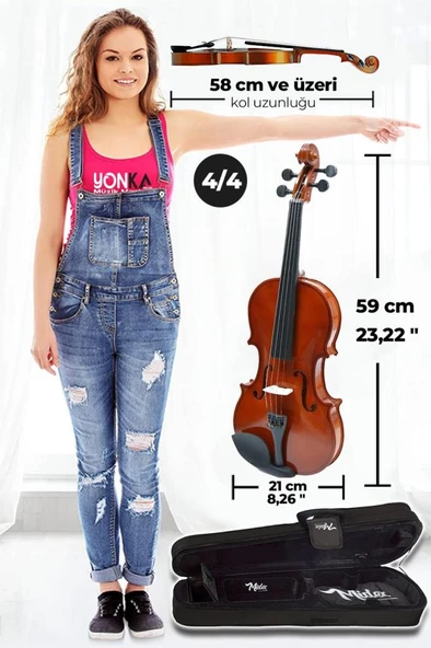 Midex CVL-744-NTYS Profesyonel 4/4 Full Keman Seti (Yastık Nota Sehpası Tuner Susturucu Reçine Çanta Tel Yay) - Resim 5