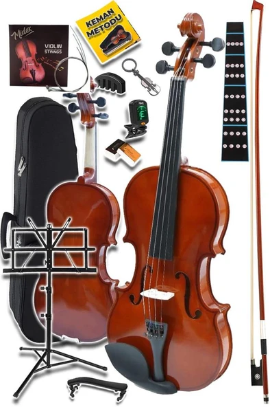 Midex CVL-744-NTYS Profesyonel 4/4 Full Keman Seti (Yastık Nota Sehpası Tuner Susturucu Reçine Çanta Tel Yay) - Resim 2