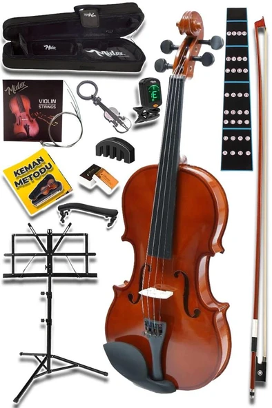 Midex CVL-744-NTYS Profesyonel 4/4 Full Keman Seti (Yastık Nota Sehpası Tuner Susturucu Reçine Çanta Tel Yay) ürün görseli 1