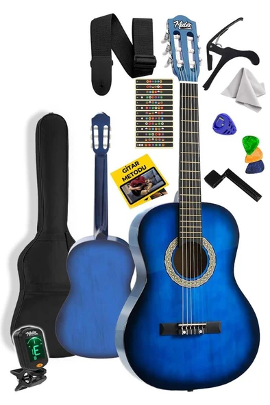Midex CG-36BL-PAK Kaliteli 36 İnç 3/4 Juniur Çocuk Gitarı 8-12 Yaş Arası (Tuner Çanta Capo Askı Nota Sticker Pena Metod) ürün görseli