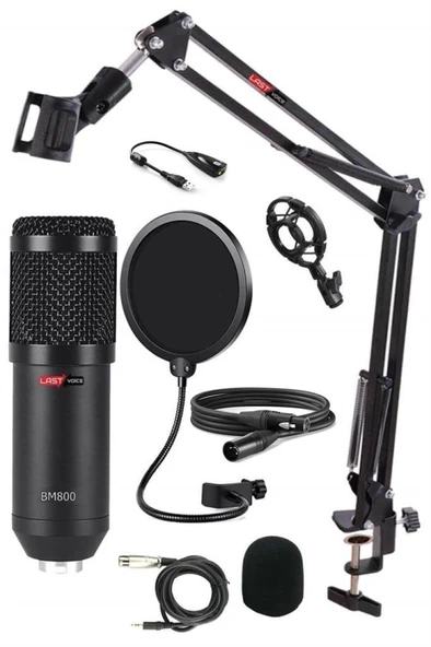 Lastvoice BM800XLR Condenser Mikrofon + Shock Mount + Stand + Pop Filtre ürün görseli 1