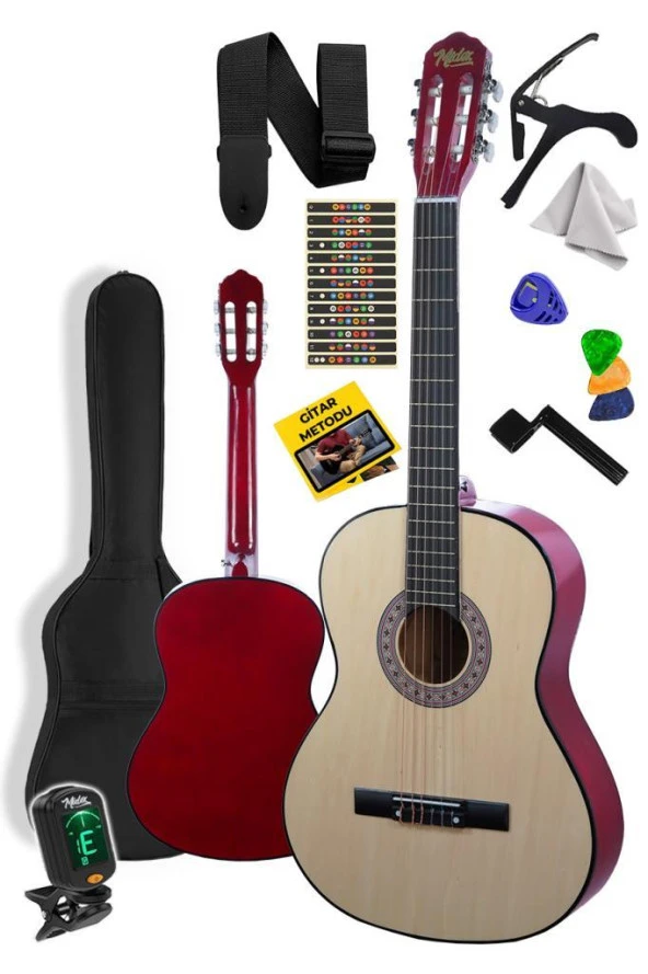 Midex CG-36NT-PAK Kaliteli 36 İnç 3/4 Juniur Çocuk Gitarı 8-12 Yaş Arası (Tuner Çanta Capo Askı Nota Sticker Pena Metod)