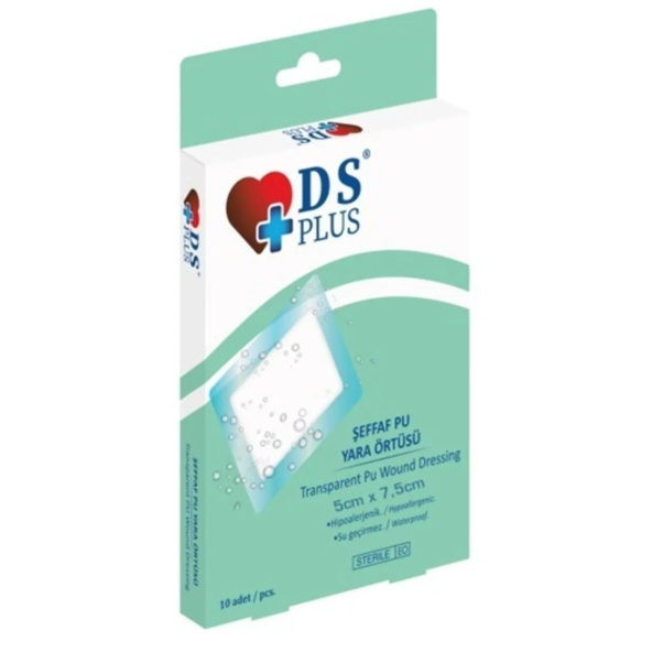 Ds Plus Şeffaf Su Geçirmez Pu Yara Örtüsü 5x7,5 cm 10lu ürün görseli 1