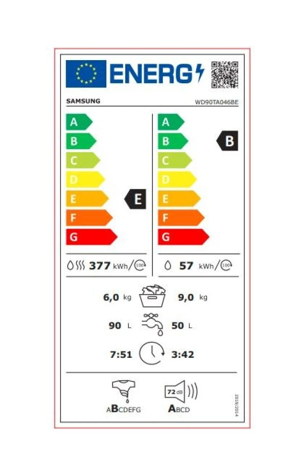 SAMSUNG WD90TA046BE1AH 9/6 ECO BUBBLE KURUTMALI ÇAMAŞIR MAKİNESİ BEYAZ - 6