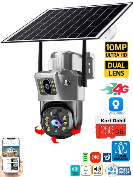 Ventus V380 Pro 256GB 735-4G 10MP (5MP+5MP) Dual Lens UltraHD Güneş Enerjili Akıllı Güvenlik Kamerası - 1