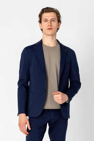 CEKMON Erkek Regular Fit Rahat Kırışmayan Hafif İçi Desenli Blazer Ceket - 9