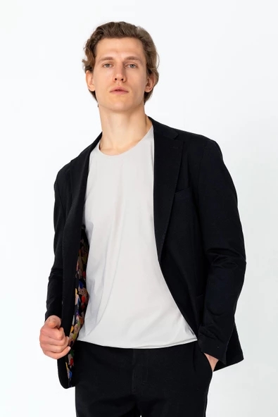 CEKMON Erkek Regular Fit Rahat Kırışmayan Hafif İçi Desenli Blazer Ceket - 6