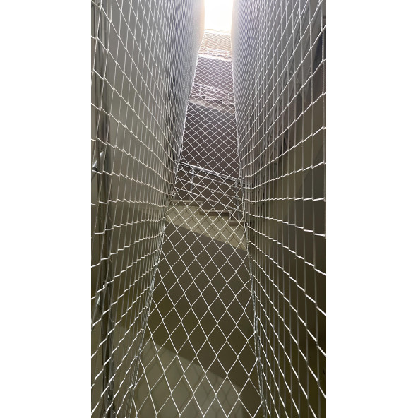 Beyaz Merdiven Korkuluk Filesi 10 MT-5x5cm Göz Aralığı-4mm İp Kalınlığı-Kedi Balkon Filesi-Güvenlik Ağı