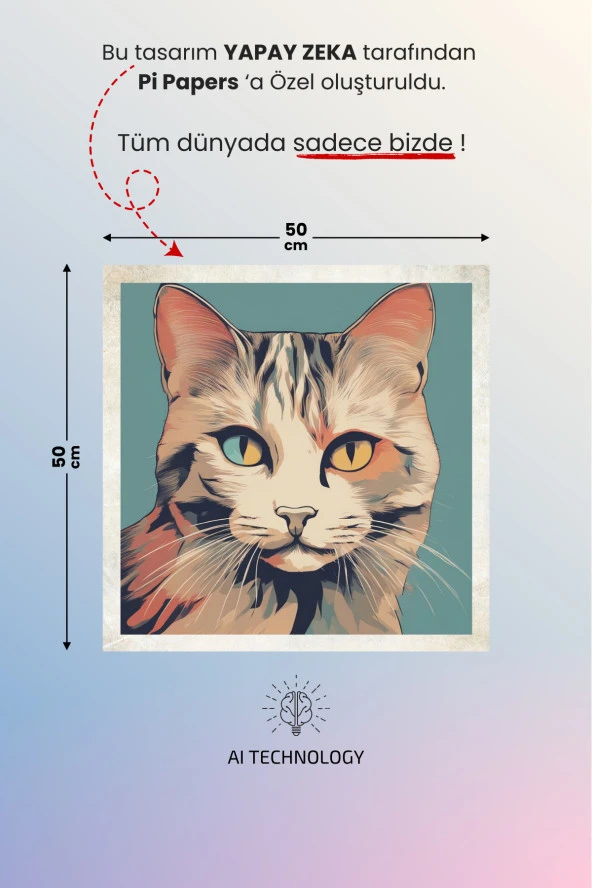 Vintage Kedi Posteri - Premium Baskı, Yapışkansız Tutunan Akıllı Kağıt Poster (yapay Zeka Tasarım) - Resim 2