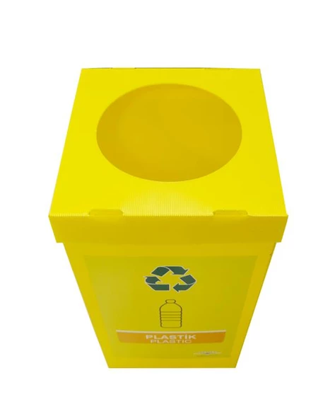 Geri Dönüşüm Kutusu - Sıfır Atık Kutusu Sarı (PLASTİK) - 3